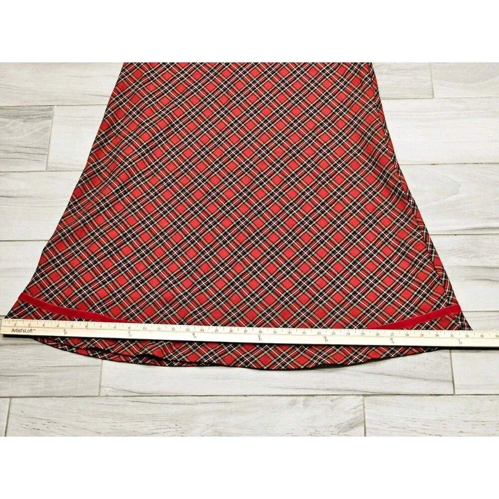Vintage Red Plaid Midi Skirt - Basic Editions - Size 10 - Classic Holiday Look - Picture 8 of 10